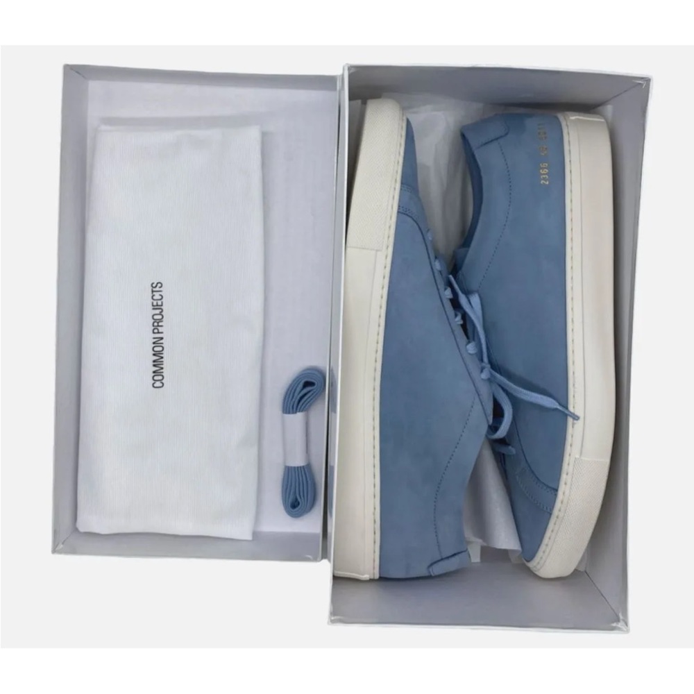 Common Projects Achilles Blue Waxed Leather Sneakers NIB…